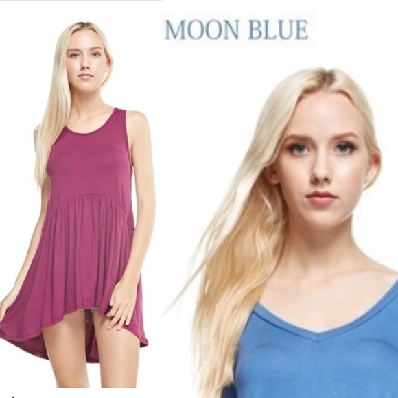 3050178 Blue Hi-Low Floral Tunic